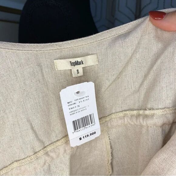 Linen blend sleeveless romper with tie waist Size S - Picture 3 of 8